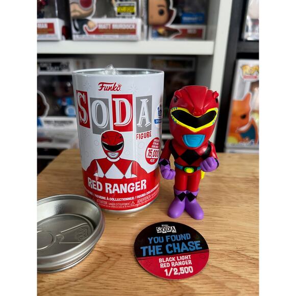 CHASE EXCLUSIVE Blacklight Red Power Ranger Funko Soda LE Jason Lee Scott GITD - Picture 1 of 2